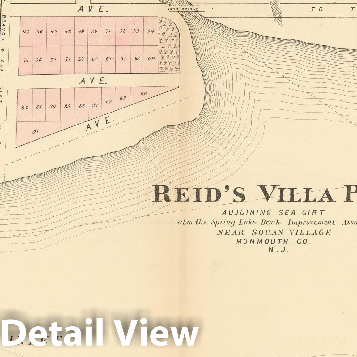 Historic Map : Atlas New Jersey Coast, Sea Girt 1878 , Vintage Wall Art