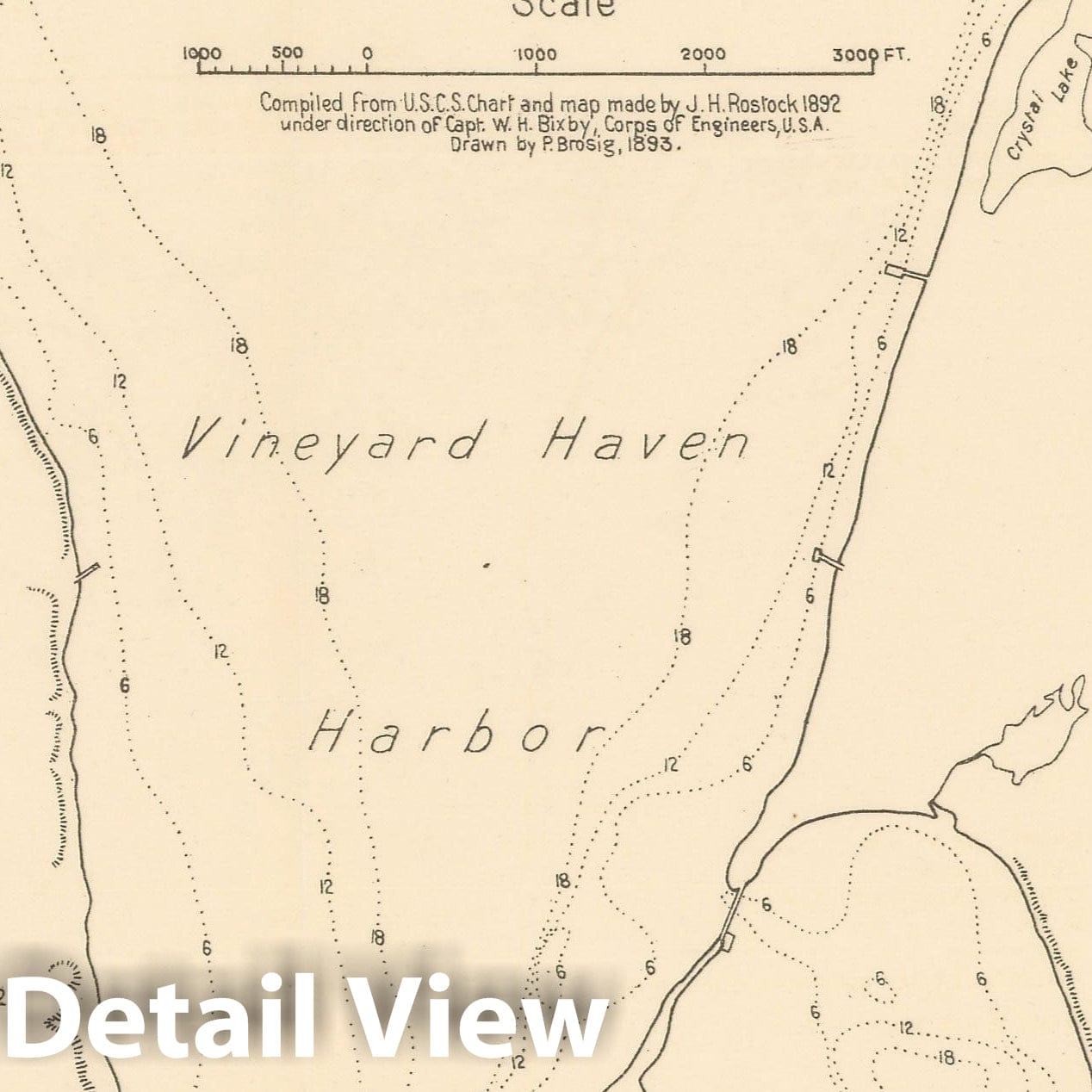 Historic Map : Vineyard Haven 1893 Topographic Map , Vintage Wall Art