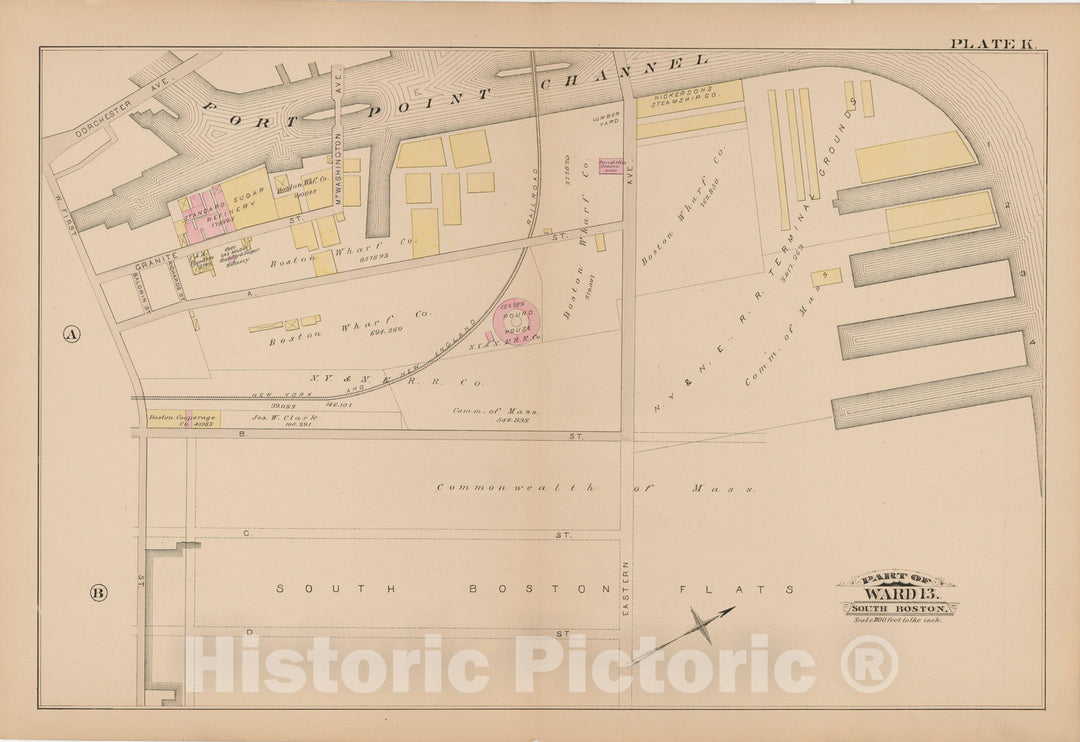 Historic Map : Atlas of South Boston, South Boston 1884 Plate K , Vintage Wall Art