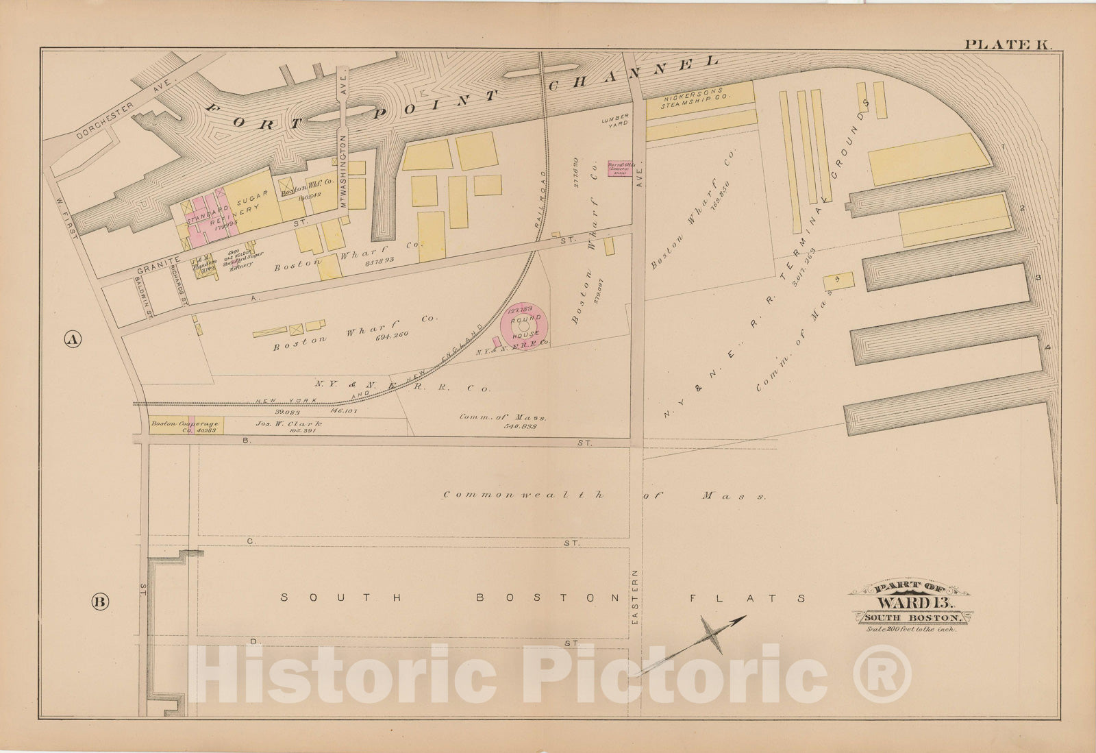 Historic Map : Atlas of South Boston, South Boston 1884 Plate K , Vintage Wall Art