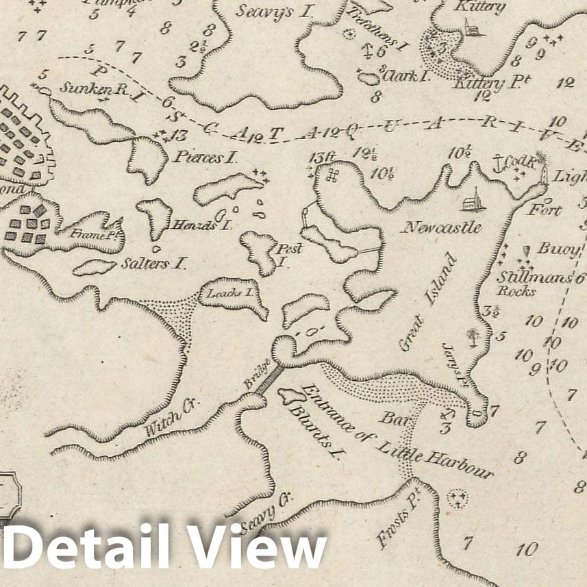 Historic Map : American Coast Pilot, Portsmouth 1815 , Vintage Wall Art