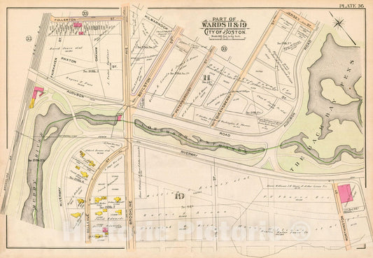 Historic Map : Atlas of Boston Proper, 1902 Plate 036 , Vintage Wall Art