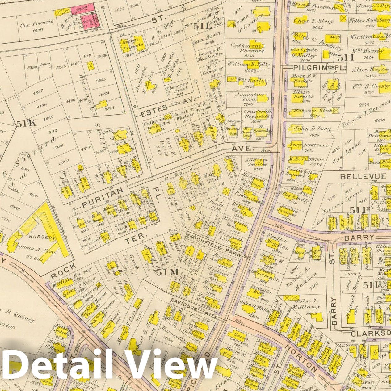 Historic Map : Atlas City of Boston, Dorchester, Dorchester 1910 Plate 012 , Vintage Wall Art