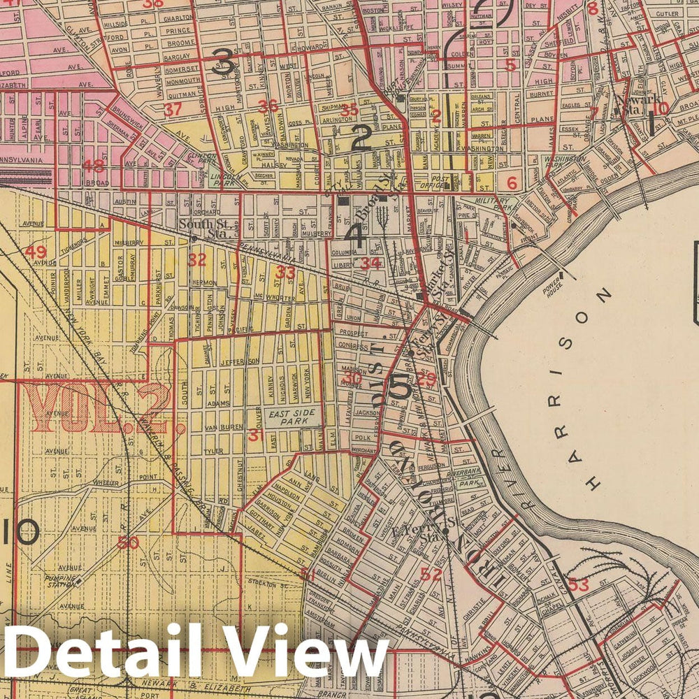 Historic Map : Atlas of Newark, Volume 1, Newark 1911 Index Plate , Vintage Wall Art