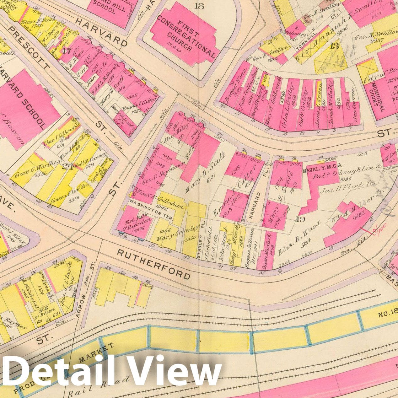 Historic Map : Atlas City of Boston: Charlestown and East Boston, Charlestown 1912 Plate 001 , Vintage Wall Art