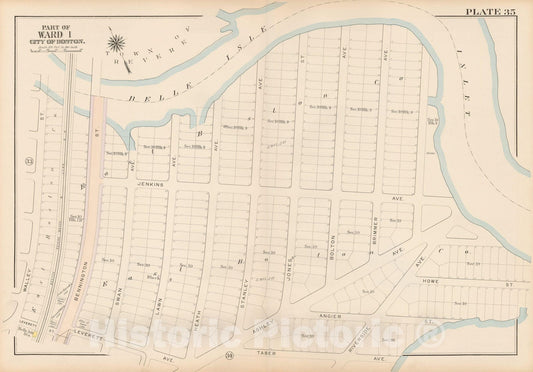Historic Map : Atlas City of Boston: Charlestown and East Boston, East Boston 1912 Plate 035 , v2, Vintage Wall Art