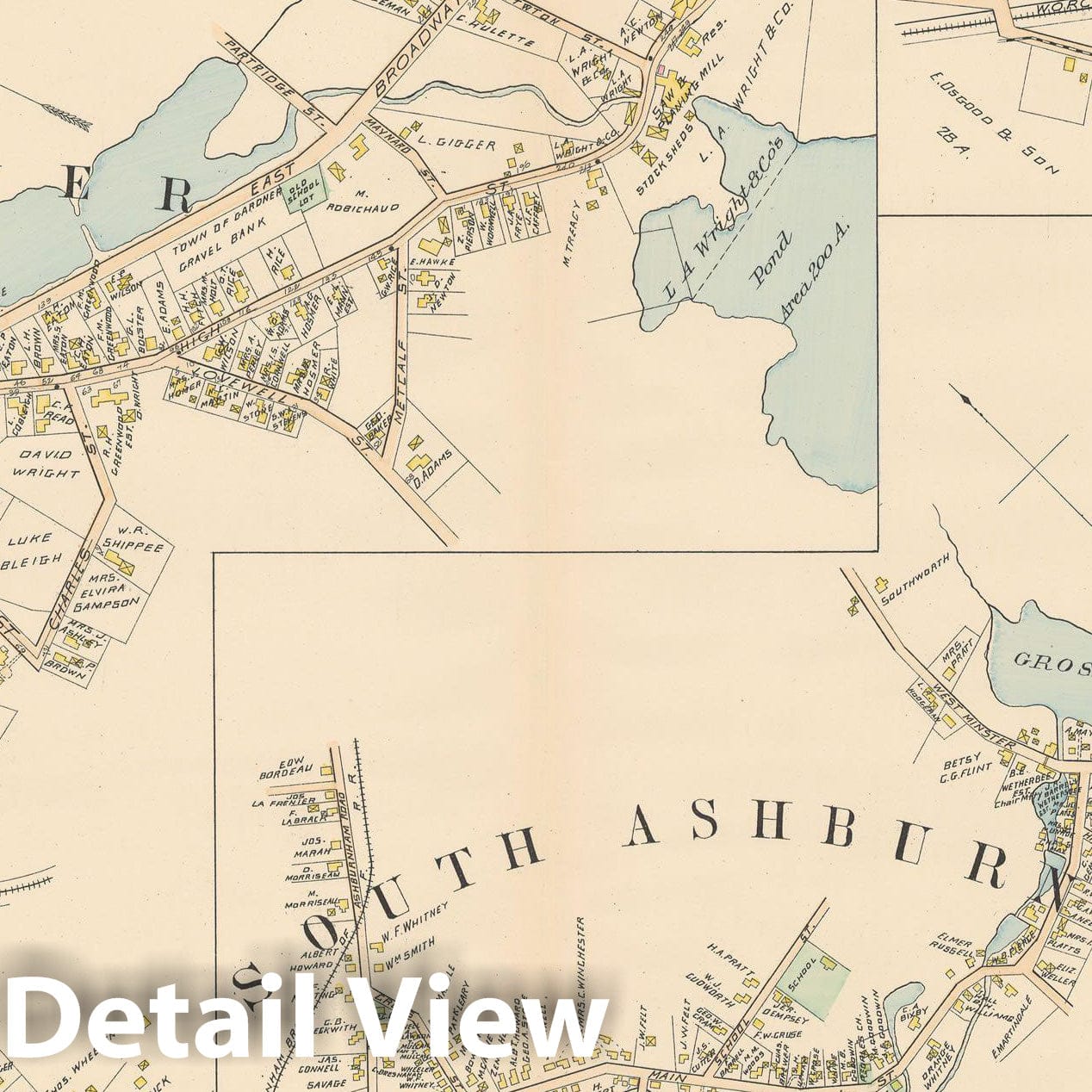 Historic Map : New Topo Atlas County of Worcester, Ashburnham & Gardner 1898 Plate 047 , Vintage Wall Art