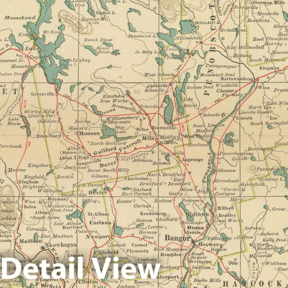 Historic Map : Maine 1914 , Century Atlas of the World, Vintage Wall Art