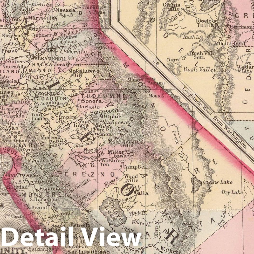 Historic Map : California 1864 , New General (World) Atlas , Vintage Wall Art