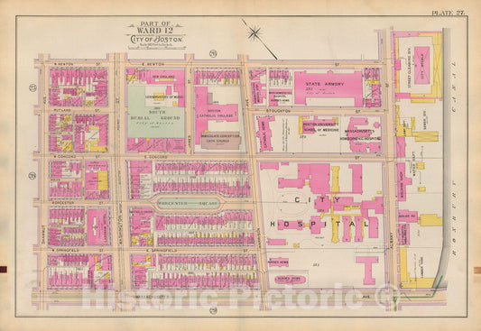 Historic Map : Atlas of Boston Proper, 1898 Plate 027 , Vintage Wall Art