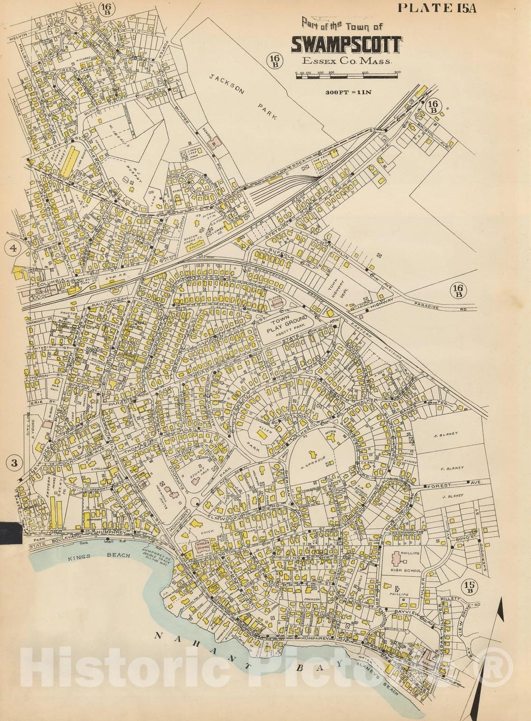 Historic Map : Atlas of Lynn, Nahant & Swampscott, Lynn & Swampscott 1924 Plate 15a , Vintage Wall Art