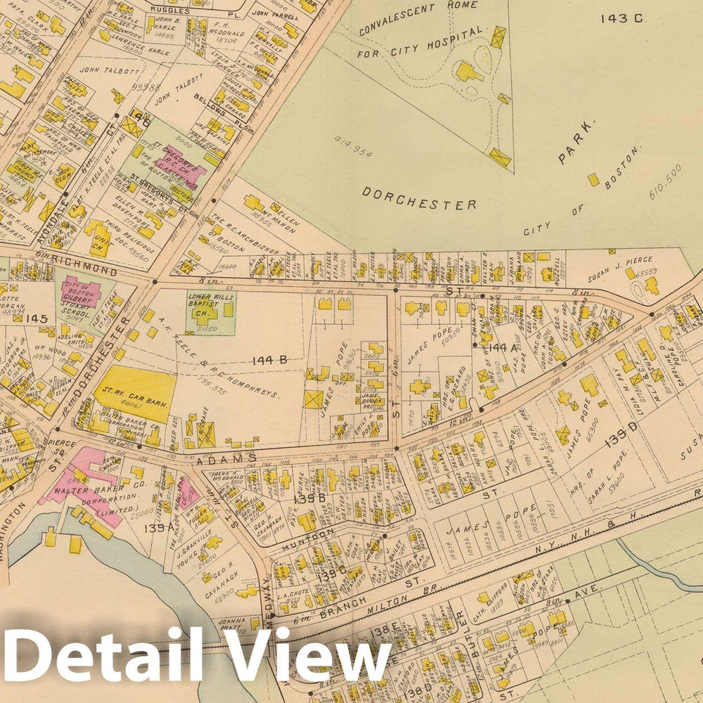 Historic Map : Atlas of Dorchester, West Roxbury and Brighton, Dorchester 1899 Plate 009 , Vintage Wall Art