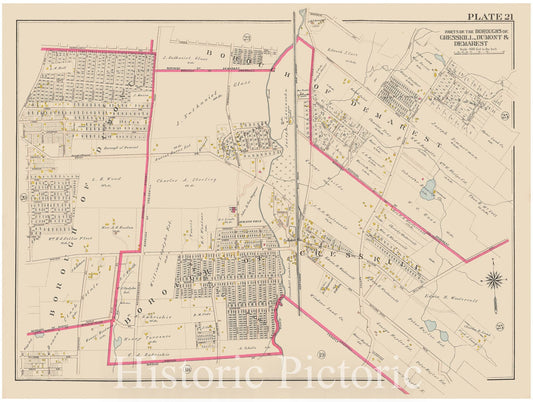 Historic Map : Atlas of Bergen County, New Jersey, Volume One, Cresskill & Demarest & Dumont 1912 Plate 021 , Vintage Wall Art