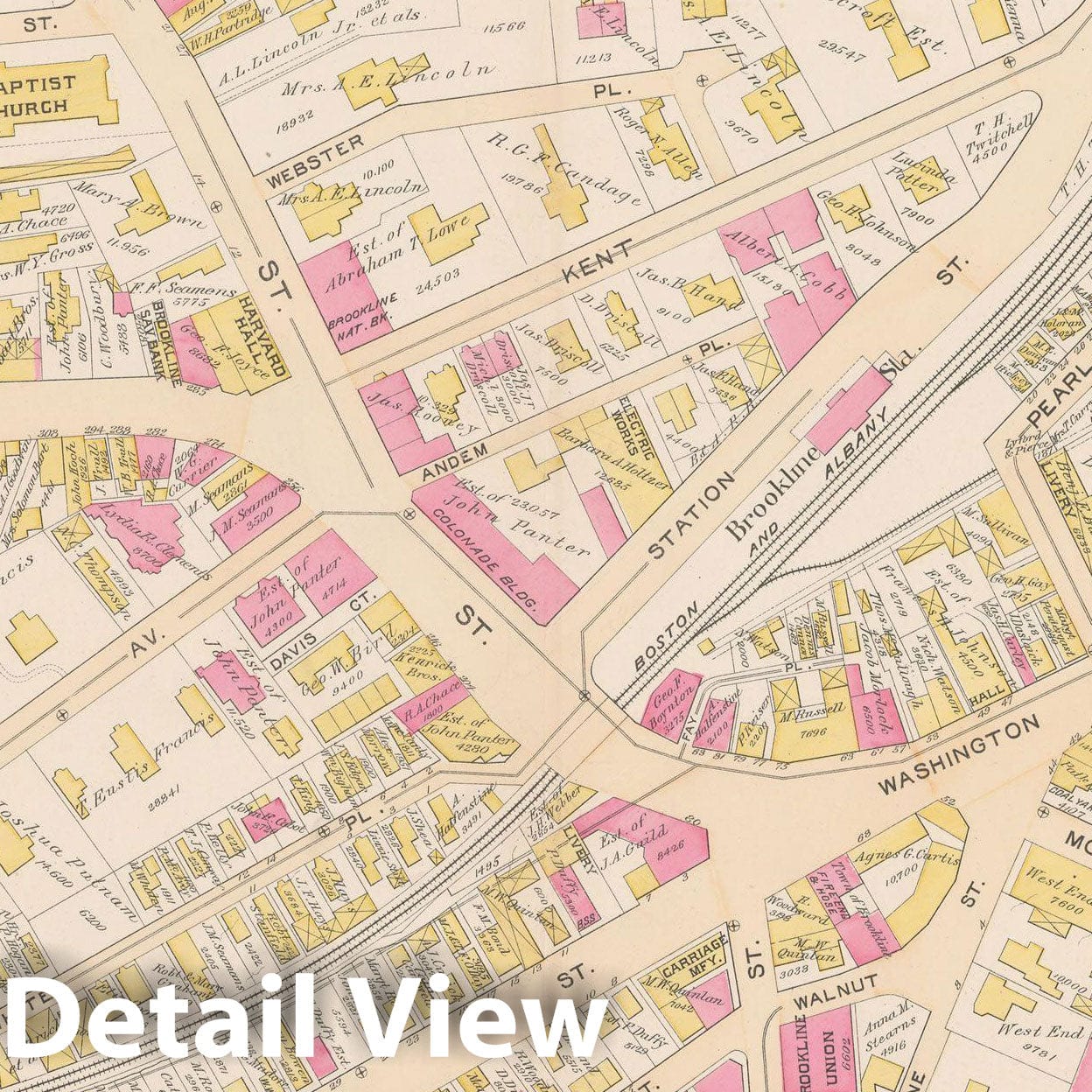 Historic Map : Atlas Town of Brookline, Brookline 1893 Plate 001 , Vintage Wall Art