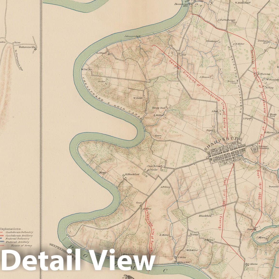 Historic Map : Civil War Atlas of the Union and Confederate Armies, Battles in PA & WV 1895 , Vintage Wall Art