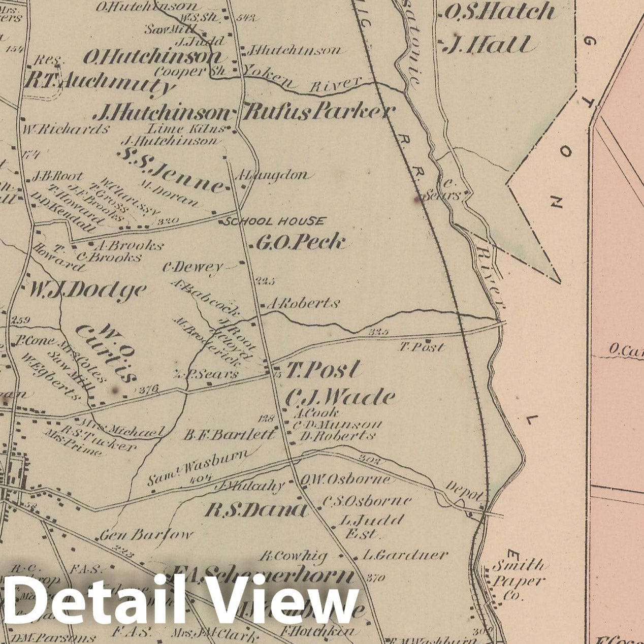 Historic Map : County Atlas of Berkshire County, Lenox 1876 , Vintage Wall Art