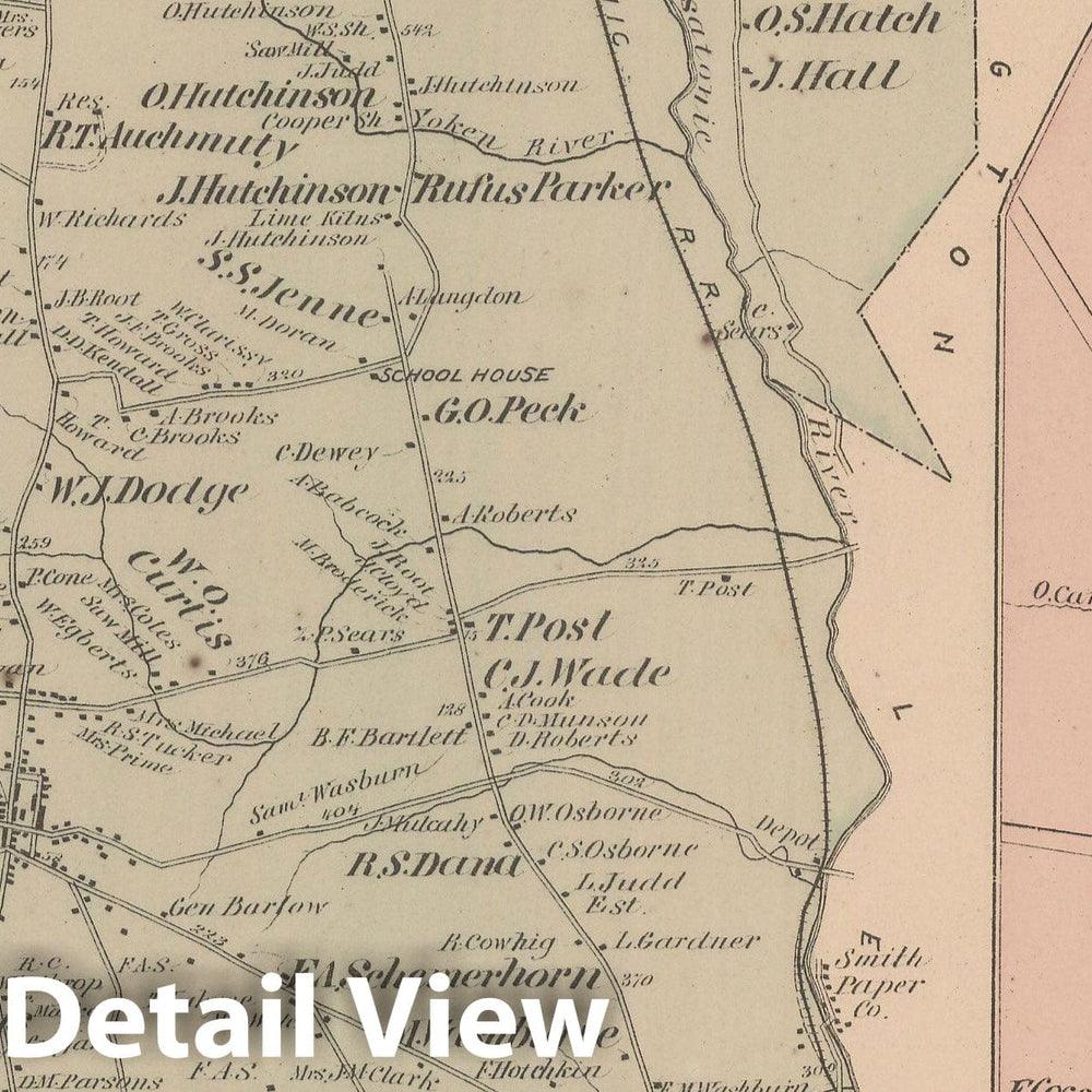 Historic Map : County Atlas of Berkshire County, Lenox 1876 , Vintage Wall Art