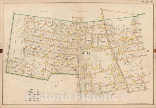 Historic Map : Atlas City of Newark, Newark 1901 Plate 026 , Vintage Wall Art