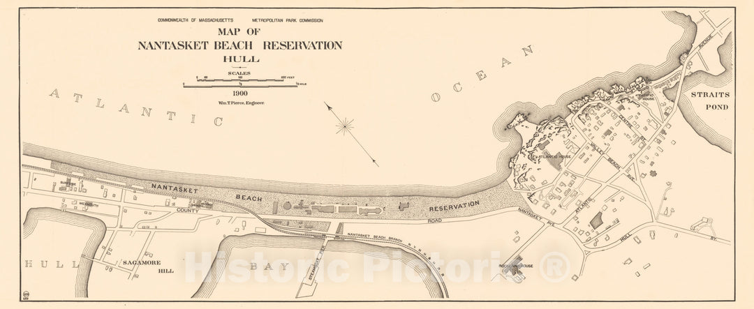 Historic Map : Nantasket Beach Reservation 1900 , Vintage Wall Art