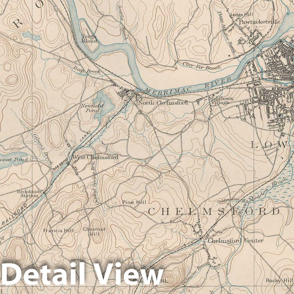 Historic Map : Atlas of Massachusetts, Billerica & Carlisle & Chelmsford & Lowell 1890 Page 25 , Vintage Wall Art