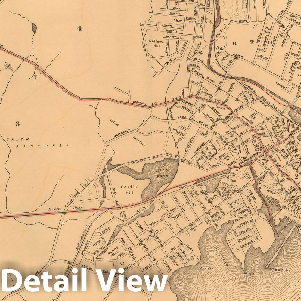 Historic Map : Atlas of Massachusetts, Salem 1891 , Vintage Wall Art