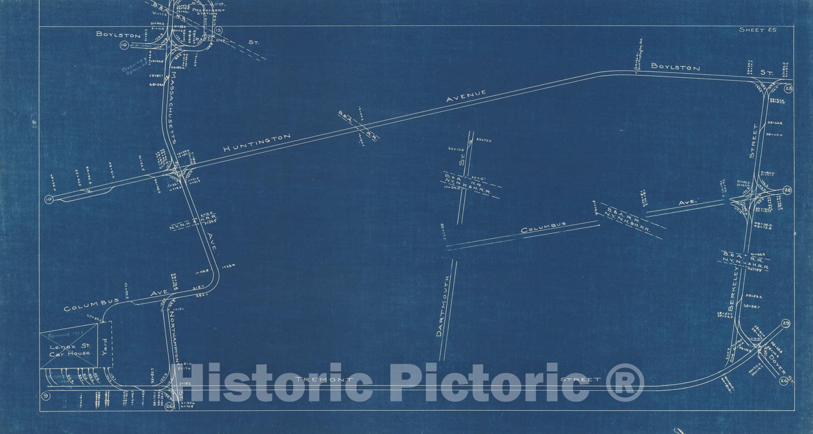 Historic Map : Boston Elevated Railway Track Plans, Boston 1936 Plate 025 , Vintage Wall Art