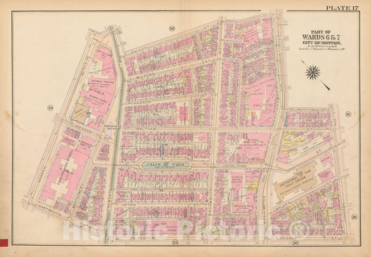 Historic Map : Atlas City of Boston, Boston Proper and Back Bay, Boston 1922 Plate 017 , Vintage Wall Art