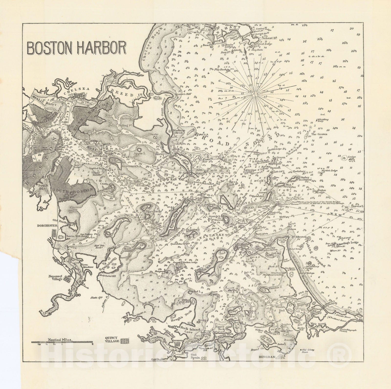 Historic Map : Boston 1890 Topographic Map , Vintage Wall Art