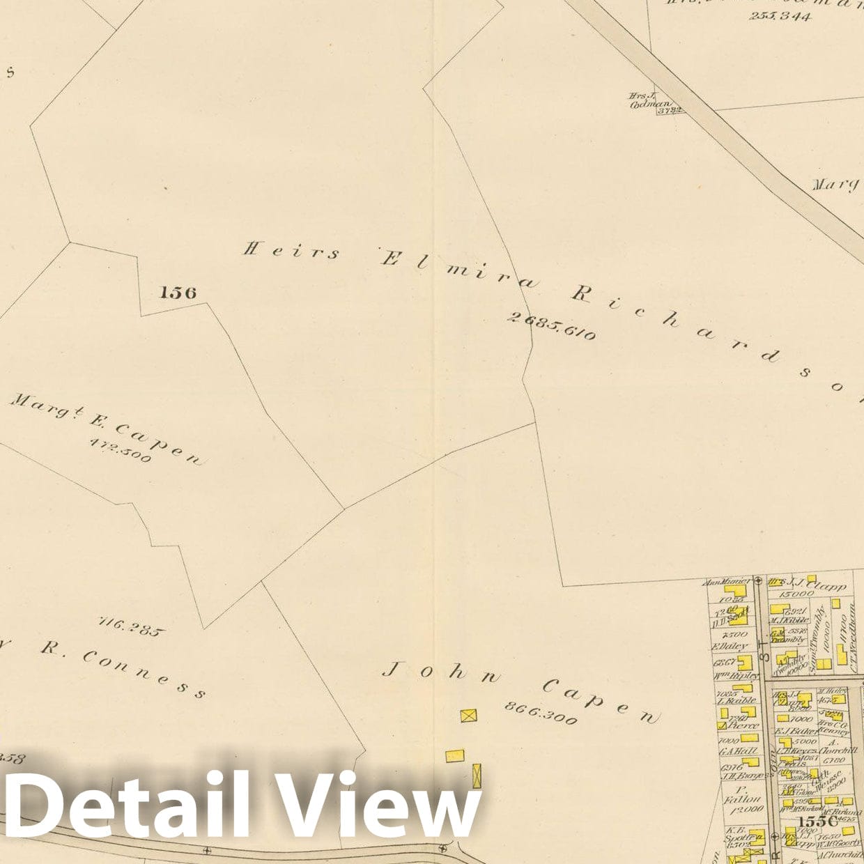 Historic Map : Atlas of Dorchester, Dorchester 1884 Plate M , Vintage Wall Art