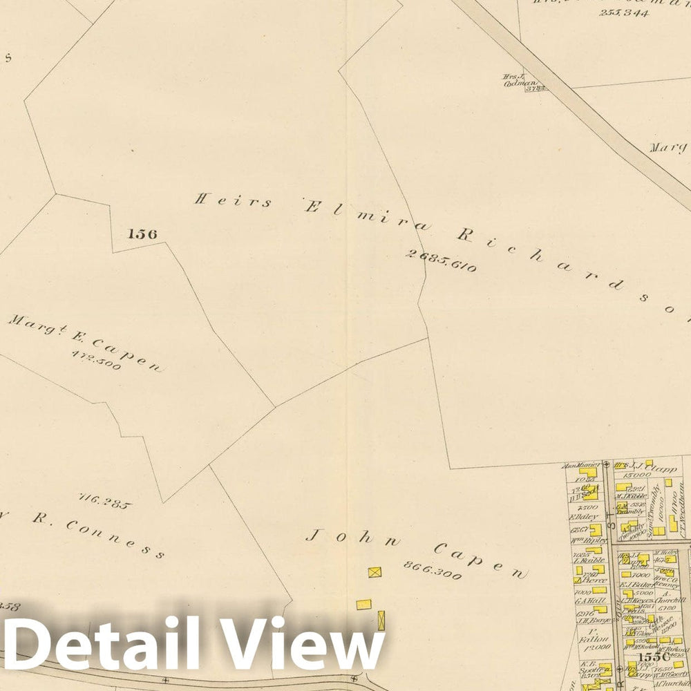 Historic Map : Atlas of Dorchester, Dorchester 1884 Plate M , Vintage Wall Art