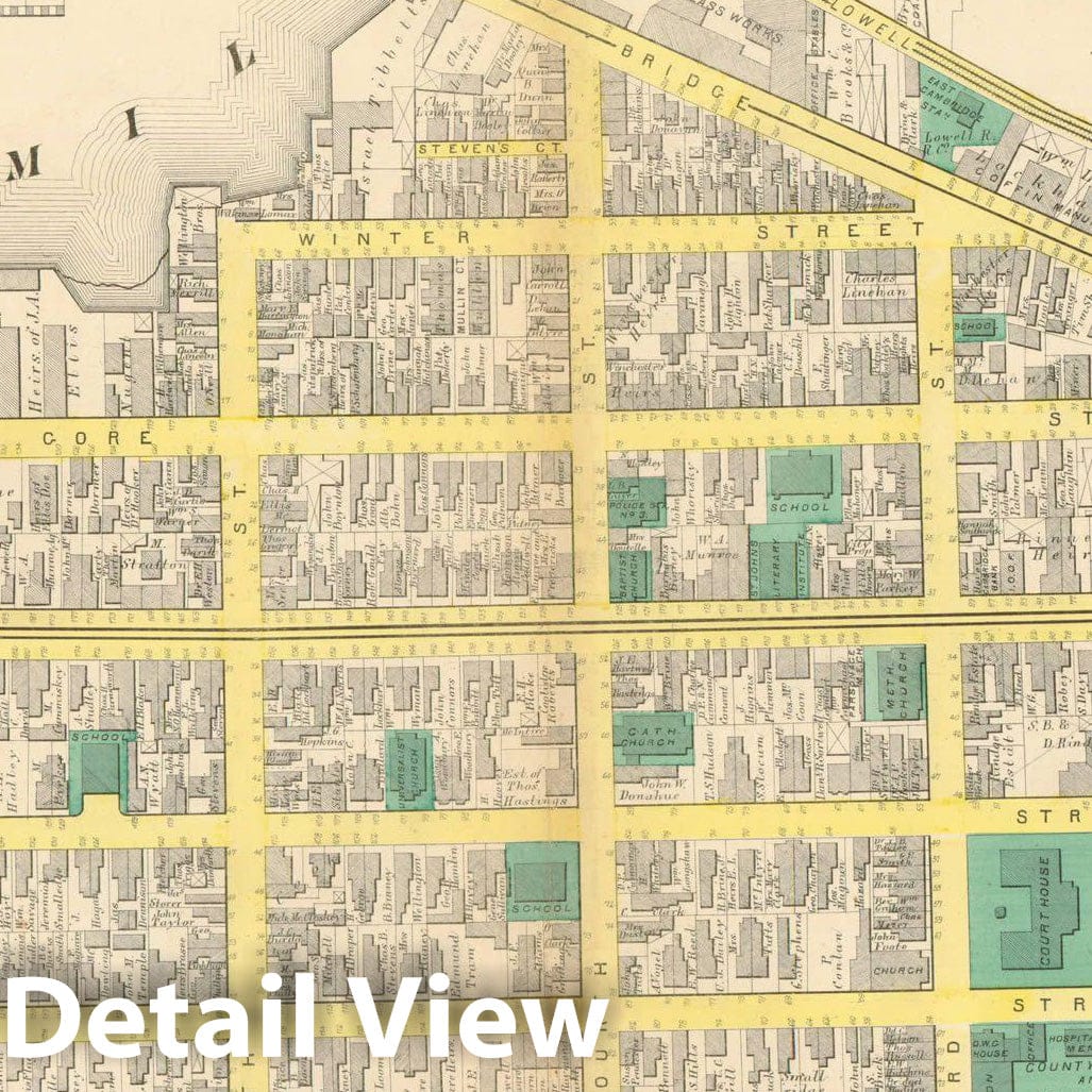 Historic Map : Atlas City of Cambridge, Middlesex Co., Massachusetts, Cambridge 1873 Plate Q , Vintage Wall Art