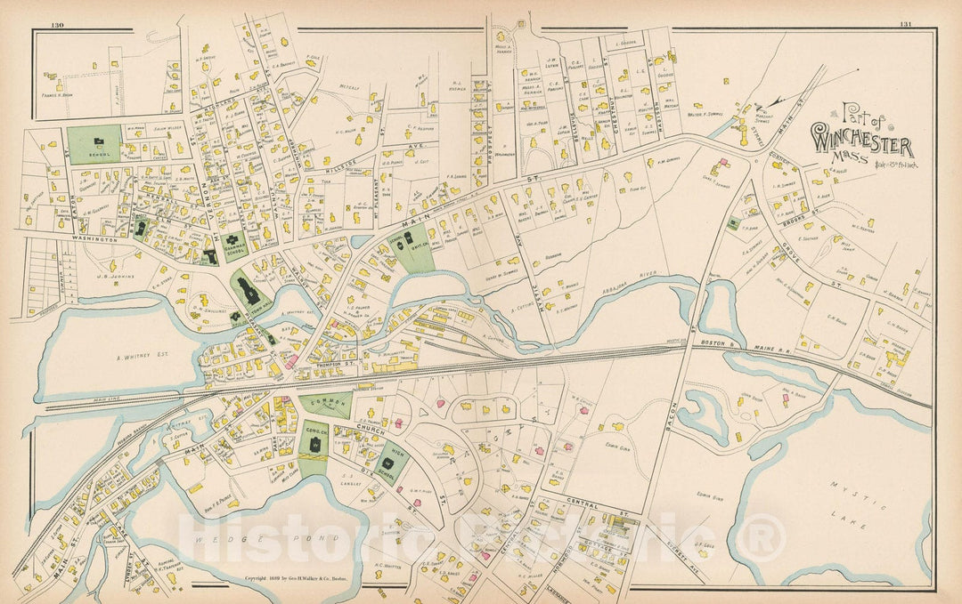 Historic Map : Atlas of Middlesex County, Massachusetts, Winchester 1889 , v2, Vintage Wall Art
