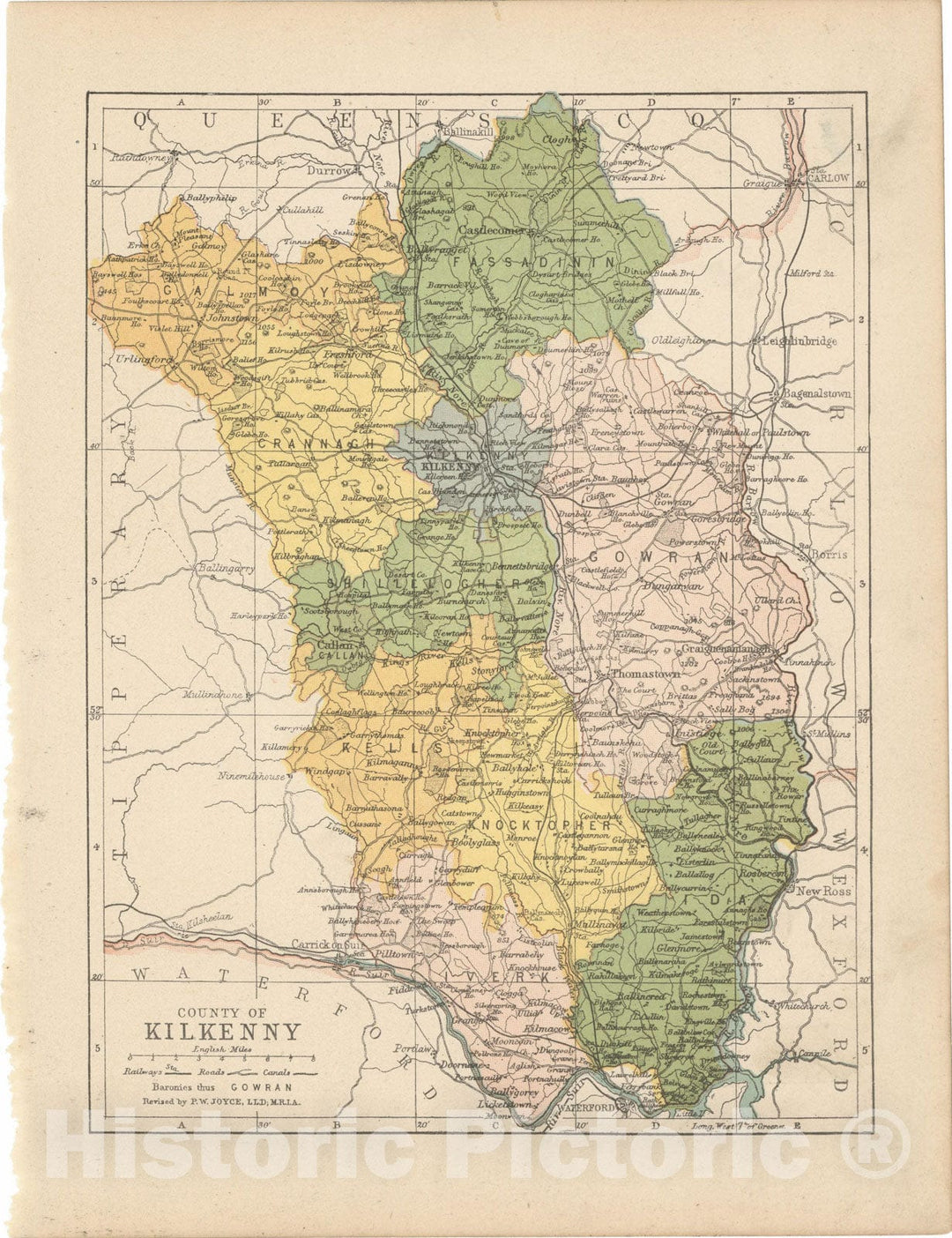 Historic Map : Irish County Maps, Kilkenny 1900 , Vintage Wall Art