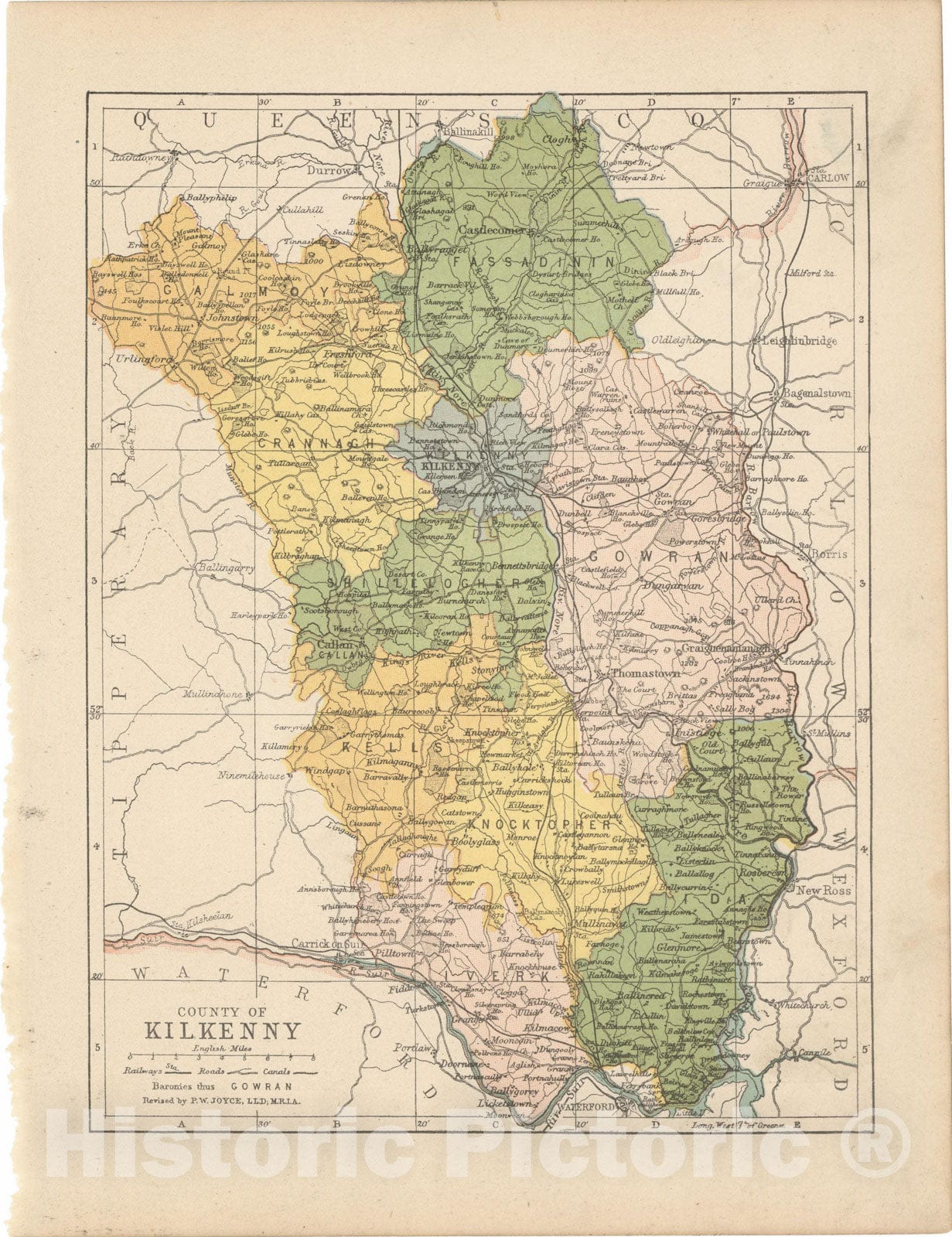 Historic Map : Irish County Maps, Kilkenny 1900 , Vintage Wall Art