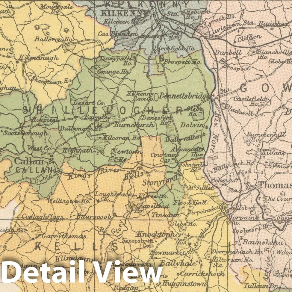 Historic Map : Irish County Maps, Kilkenny 1900 , Vintage Wall Art