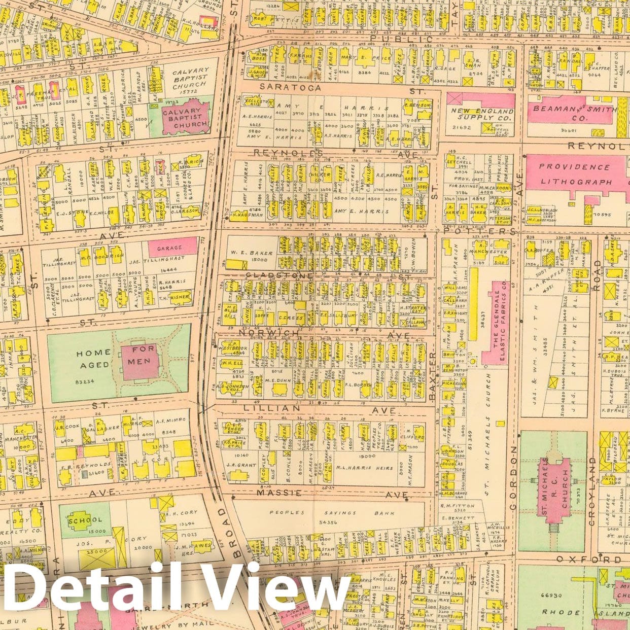 Historic Map : Atlas City of Providence Rhode Island, Providence 1908 Plate 017 , Vintage Wall Art
