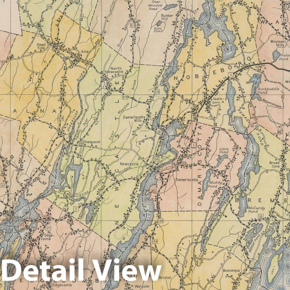 Historic Map : Maine General Highway County Maps, Lincoln 1938 Plate 023 , Vintage Wall Art