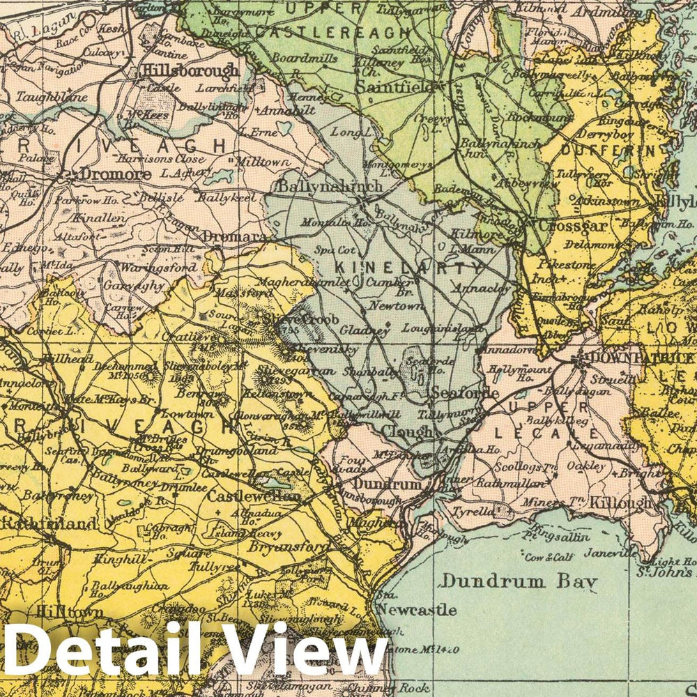 Historic Map : Irish County Maps, Down 1900 , Vintage Wall Art