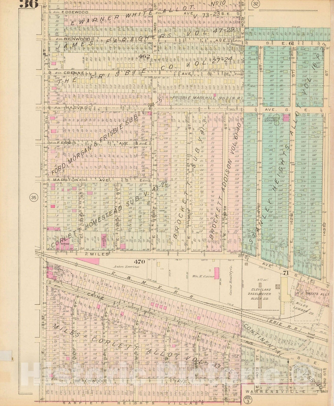 Historic Map : Atlas City of Cleveland, Vol. Four, Cleveland 1922 36L , Vintage Wall Art