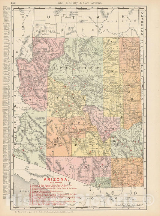 Historic Map : Arizona 1903 , Rand McNally Business Atlas , Vintage Wall Art