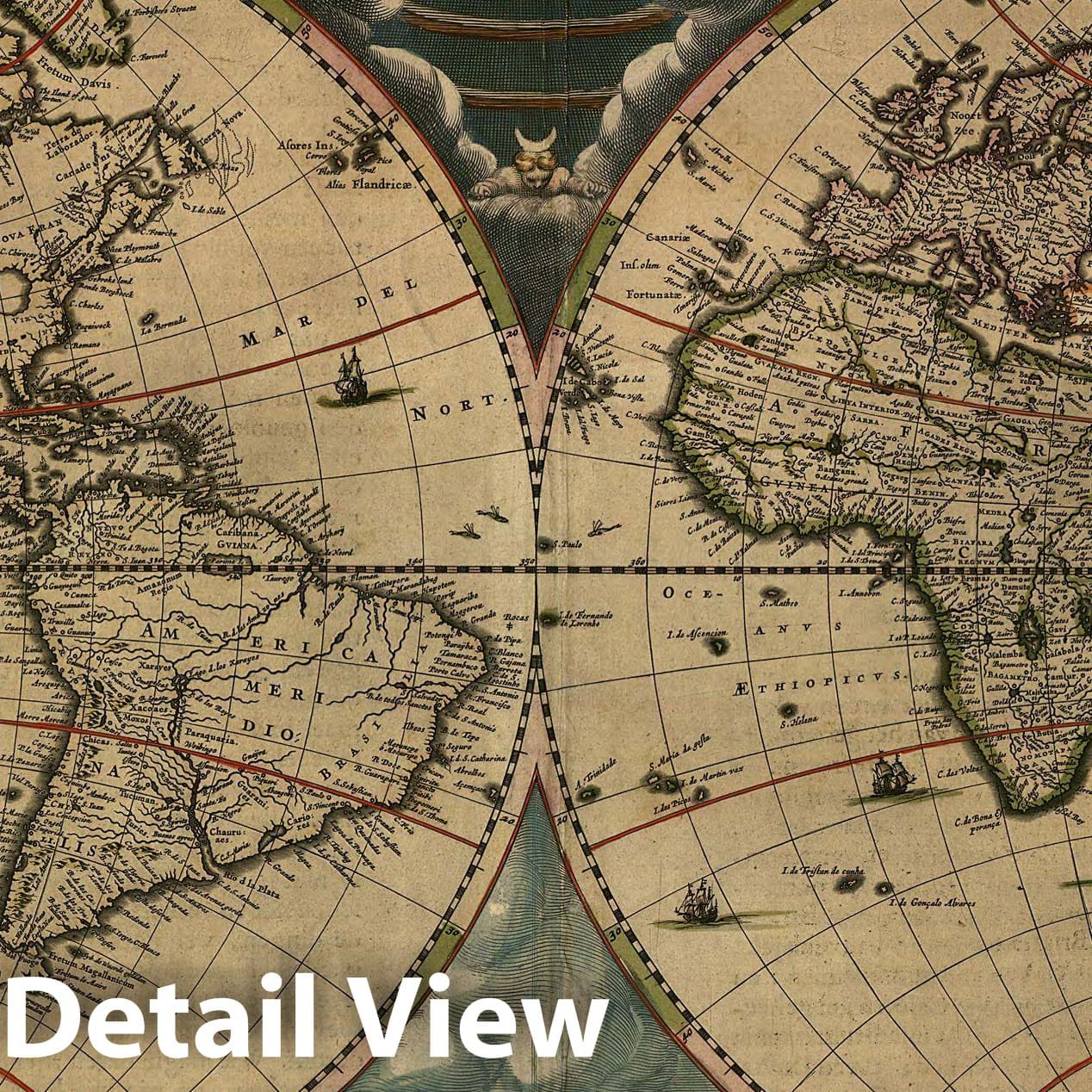 Historic Map : The World 1664 , Vintage Wall Art
