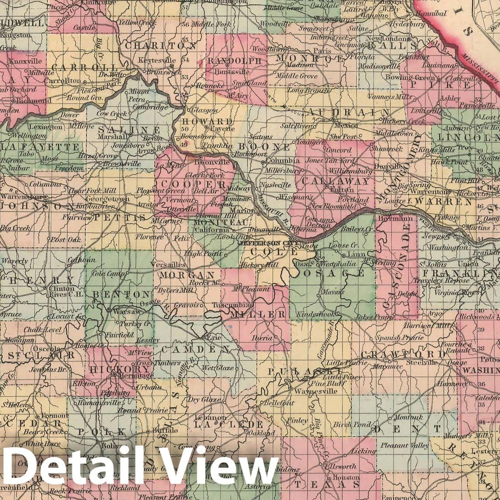 Historic Map : Missouri 1857 , General Atlas (Of The World) , Vintage Wall Art