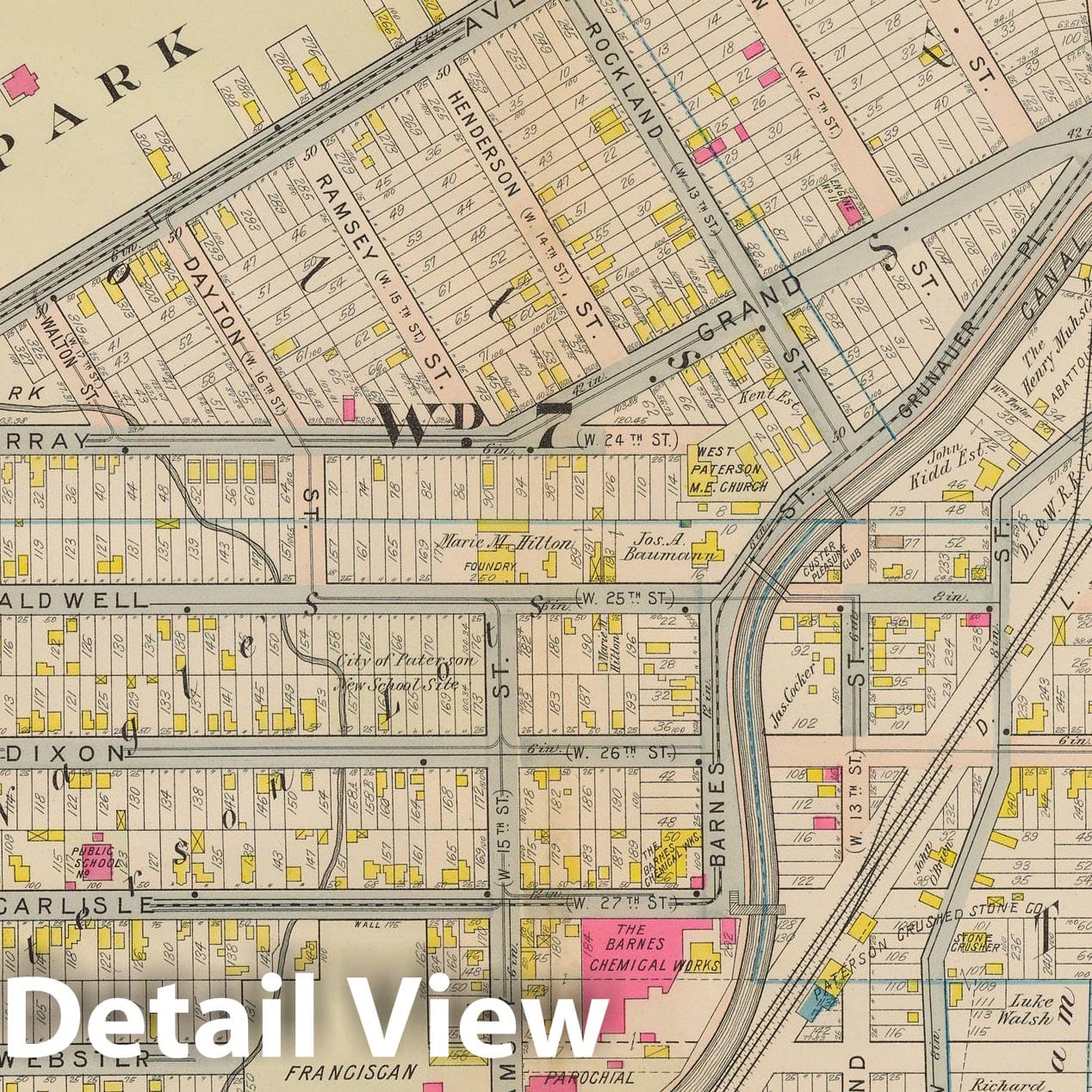 Historic Map : Atlas City of Paterson, New Jersey, Paterson 1915 Plate 008 , Vintage Wall Art