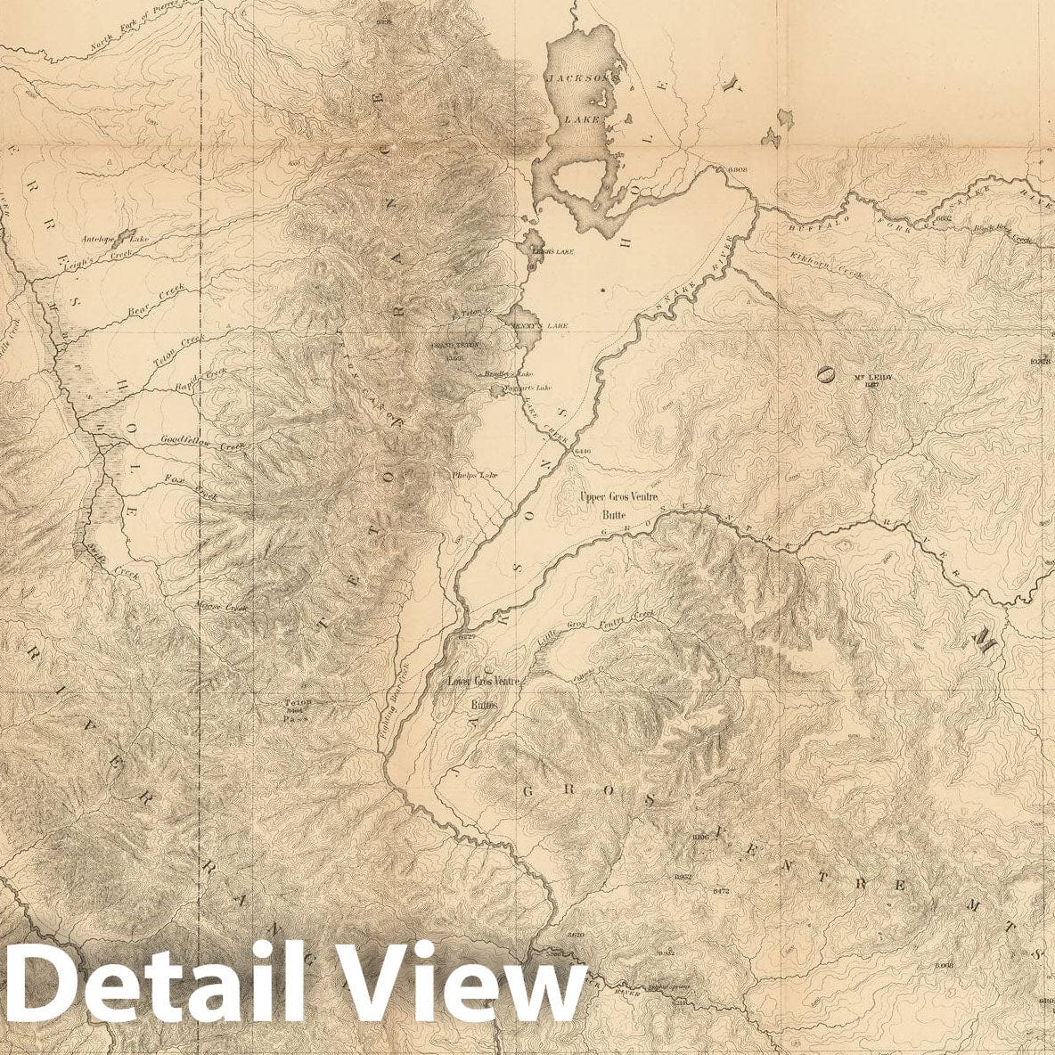 Historic Map : USGS Maps of The American West - Parts of Western Wyoming and Southeastern Idaho 1877 , v2, Vintage Wall Art