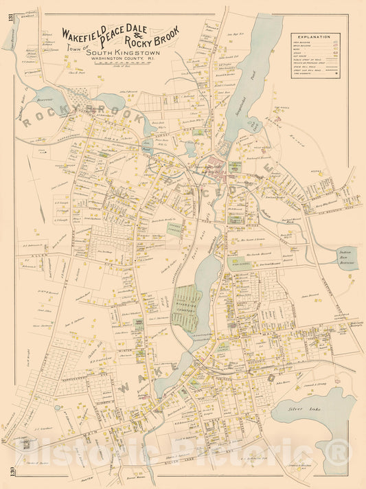 Historic Map : Atlas of Southern Rhode Island, South Kingstown 1895 , v2, Vintage Wall Art