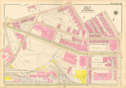 Historic Map : Atlas City of Boston, Boston Proper and Back Bay, Boston 1917 Plate 031 , Vintage Wall Art