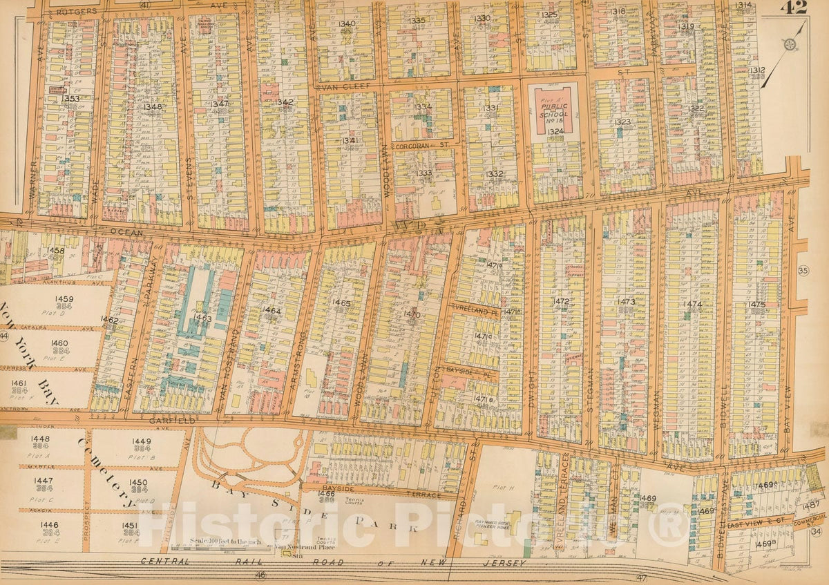 Historic Map : Plat Book of Jersey City, 1928 Plate 042 , Vintage Wall Art