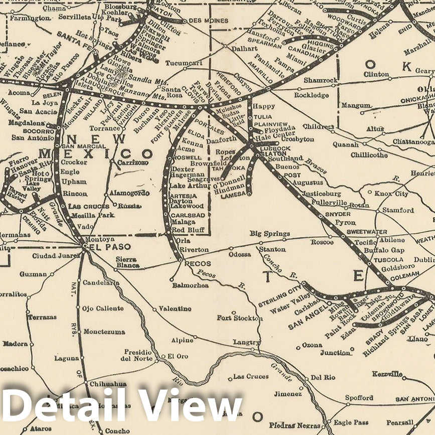 Historic Map : Atlas of Railway Traffic Maps, Santa Fe Railroad 1922 , Vintage Wall Art
