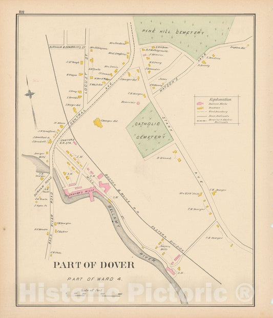 Historic Map : Dover 1892 , Town and City Atlas State of New Hampshire , v4, Vintage Wall Art