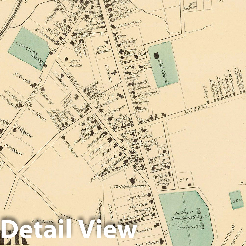 Historic Map : Atlas of Essex County Massachusetts, Andover 1872 , v2, Vintage Wall Art